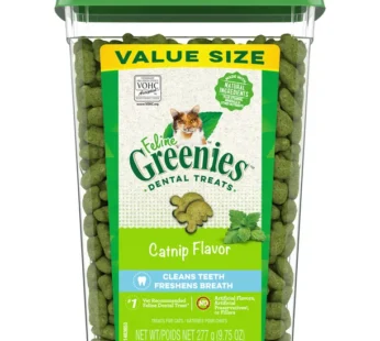 FELINE GREENIES Adult Natural Dental Care Cat Treats, Catnip Flavor, 9.75 oz. Tub