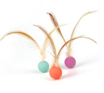 Mingwear Cat Toys For Indoor Cats Toys feather Interactive Ball Kitten Balls