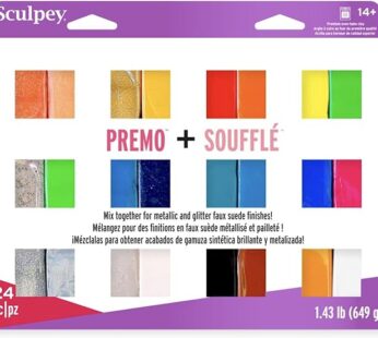 Polyform Sculpey Soufflé™ & Sculpey Premo™ Premium, Polymer Oven-Bake Clay, 24 unique colors set, Non Toxic, 11.43 lbs., Great for jewelry making, holiday, DIY, mixed media and more!