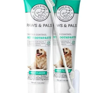 Paws & Pals Toothpaste Dental Care Kit for Dogs and Cats Beef-Flavored (Set of 3)