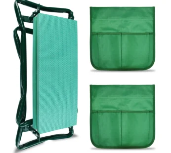 Lockways Folding Garden Kneeler Seat Portable Garden Stool with 2 Tool Pouches