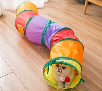 Carkira Cat Toy with Ball, Interactive Peek-a-Boo Colorful S Tunnel for Indoor Cats