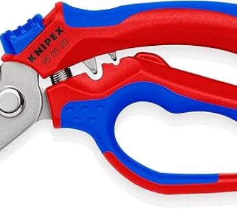 KNIPEX Tools Stainless steel 95 05 20 US Angled Electricians’ Shears, 6-1/4″, Red/Blue