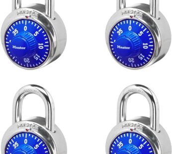 Master Lock 1506D Locker Combination Padlock, 4 Pack, Blue