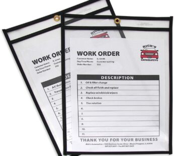 C-Line Stitched Shop Ticket Holders, Both Sides Clear, 9 x 12 Inches, 25 per Box