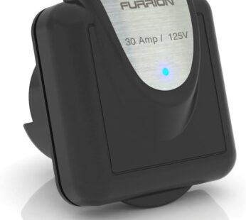 Furrion F30INS-BS-AM Black Square 30 Amp RV Inlet with Stainless Steel Plate and Power Smart LED