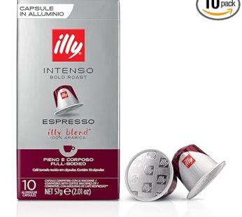 Illy Espresso Nespresso Compatible Single Serve Capsule Coffee Pods – Intenso Bold Roast – 100 Count