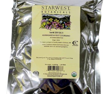 Starwest Botanicals Organic Ashwagandha Root Cut and Sifted, 1 Pound