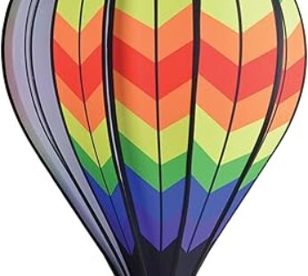 Hot Air Balloon Hanging Garden Spinner 26″ – Vibrant Double Rainbow Chevron Design, Weather-Resistant Outdoor Decor, Durable & Lightweight for Patios, Yards, and Gardens – Eye-Catching Wind Spinner